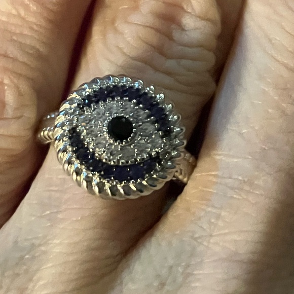 New genuine sapphire and diamond ring set in 925 in jewelers box - Picture 3 of 4